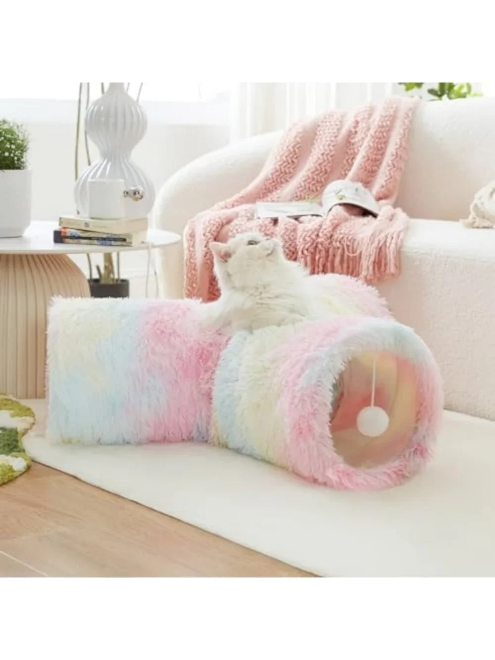 3-Way Collapsible Plush Cat Tunnel - Fun Indoor Toy for Kittens & Small Pets